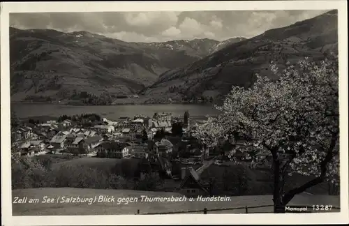Ak Zell am See in Salzburg, Blick gegen Thumersbach und Hundstein