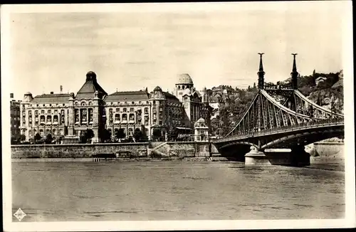 Ak Budapest Ungarn, Hotel St. Gerhardus und Heilbad, Brücke