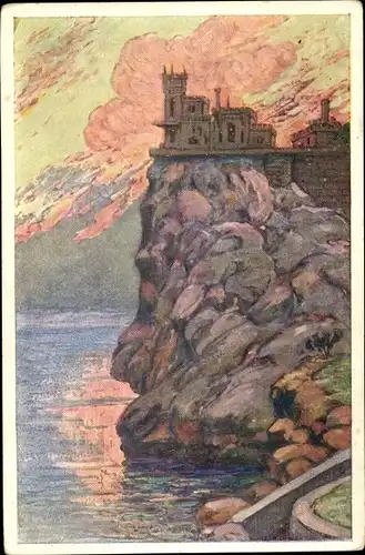 Künstler Ak A. Martynov, Haspra Krim Ukraine, Schwalbennest