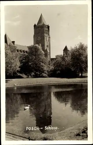 Foto Ak Poznań Posen, Schloss, Teich