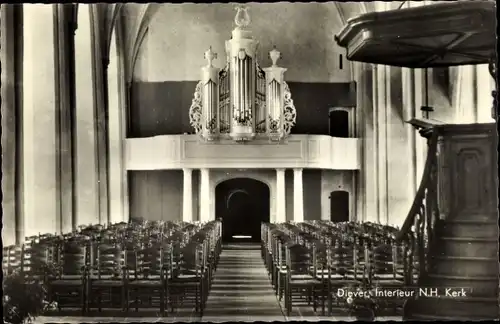 Ak Diever Drenthe Niederlande, Inneres der N. H. Kerk