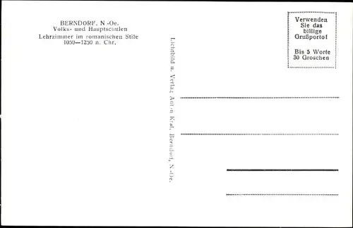 Ak Berndorf an den Triesting Niederösterreich, Lehrzimmer im romanischen Stil, Volks- u. Hauptschule