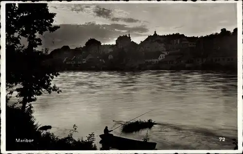Ak Maribor Marburg Slowenien, Angelpartie, Stadtblick