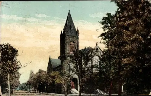 Ak Toronto Ontario Kanada, Straßenpartie mit Kirche