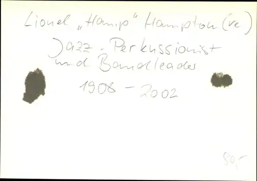 Foto Jazz Club Berlin 50er Jahre, Lionel "Hamp" Hampton, Bandleader, Perkussionist