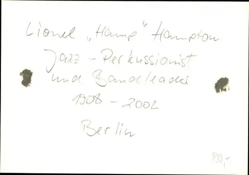 Foto Jazz Club Berlin 50er Jahre, Lionel „Hamp“ Hampton, Perkussionist