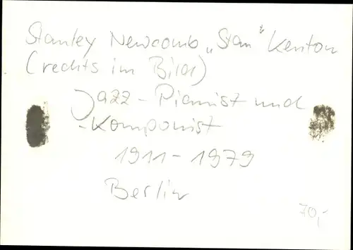 Foto Jazz Club Berlin 50er Jahre,  Stanley Newcomb „Stan“ Kenton, Pianist, Komponist