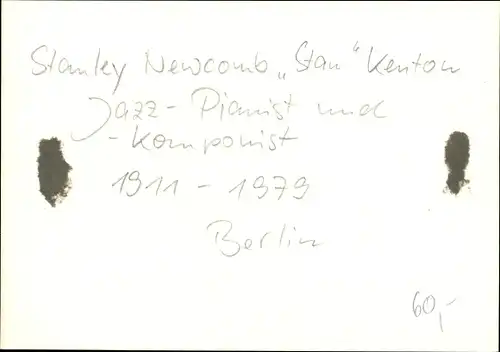 Foto Jazz Club Berlin 50er Jahre, Stanley Newcomb „Stan“ Kenton, Auto