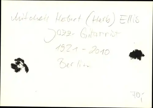 Foto Jazz Club Berlin 50er Jahre, Mitchell Herbert Ellis, Gitarrist