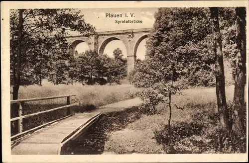 Ak Plauen im Vogtland, Syratalbrücke, Holzbrücke