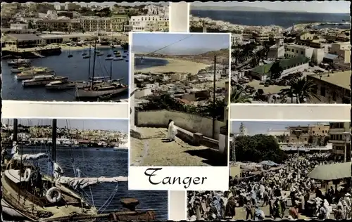 Ak Tanger Marokko, Teilansicht, Hafen, Markt