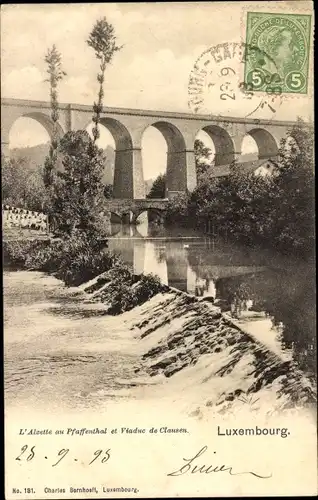 Ak Luxemburg, L'Alzette au Pfaffenthal et Viaduc de Clausen