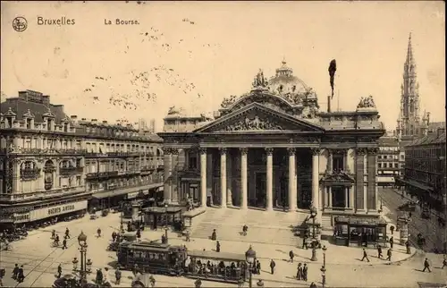 Ak Bruxelles Brüssel, Börse, Straßenbahnen