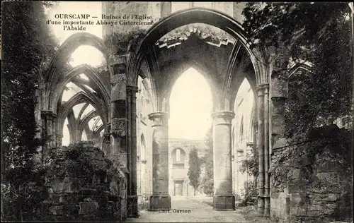 Ak Chiry Ourscamp Oise, Ruines de l'Eglise d'une importante Abbaye Cistercienne, l'Abside, Ruine