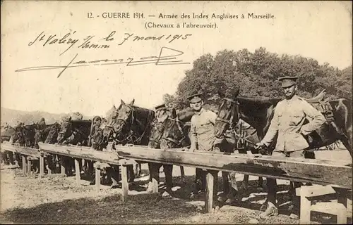 Ak Marseille Bouches du Rhône, Armee des Indes Anglaises, Soldaten mit Pferden