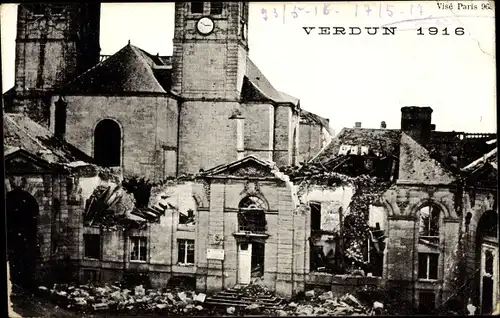Ak Verdun Meuse, 1916, Kriegszerstörungen 1. WK, Kirche
