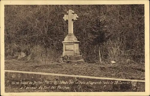 Ak Belfort Beffert Beffort Territoire de Belfort, 1870-71, Gedenkkreuz