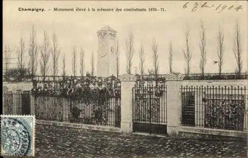 Ak Champigny sur Marne Val de Marne, Monument eleve a la memoire des combattants 1870-71