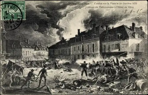 Ak Châteaudun Eure et Loir, Combat sur la Place le 18 Octobre 1870, Schlachtfeldszene