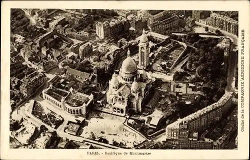 Ak Paris XVIII Montmartre, Basilique, Fliegeraufnahme der Basilika