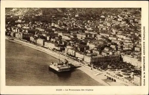 Ak Nice Nizza Alpes Maritimes, La Promenade des Anglais, Panorama, Luftaufnahme