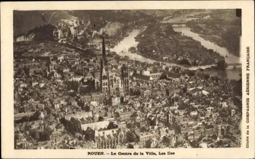 Ak Rouen Seine Maritime, Le Centre de la Ville, Les Iles, Luftaufnahme
