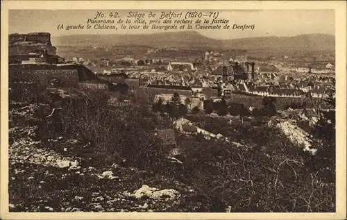 Ak Belfort Beffert Beffort Territoire de Belfort, Siege 1870-71, Panorama de la ville