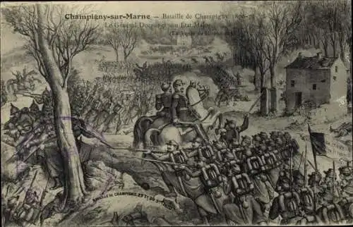 Ak Champigny sur Marne Val de Marne, Bataille 1870-71, Schlachtfeldszene