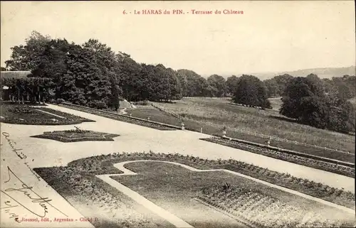 Ak Le Pin-au-Haras Haras du Pin Orne, Terrasse du Chateau, Schlosspark