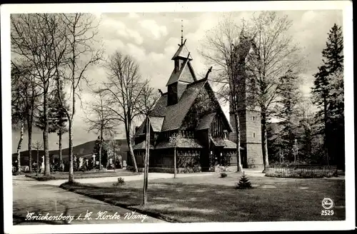 Ak Karpacz Górny Brückenberg Krummhübel Riesengebirge Schlesien, Kirche Wang