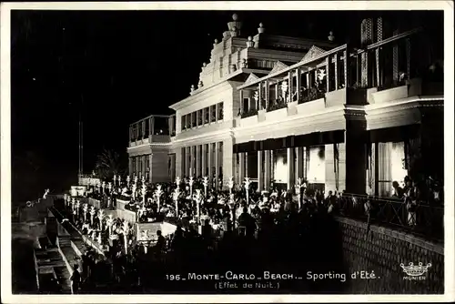 Ak Monte Carlo Monaco, Beach, Sporting d'Eté, Effet de Nuit