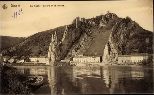 Ak Dinant Wallonien Namur, La Rocher Bayard et la Meuse