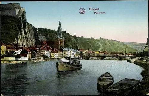 Ak Dinant Wallonien Namur, Panorama, Maasdampfer, Brücke