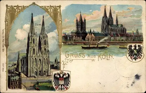 Litho Köln am Rhein, Dom, Schiff, Wappen