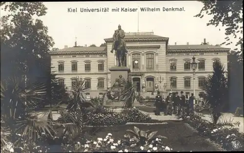 Ak Kiel Schleswig Holstein, Universität mit Kaiser Wilhelm Denkmal