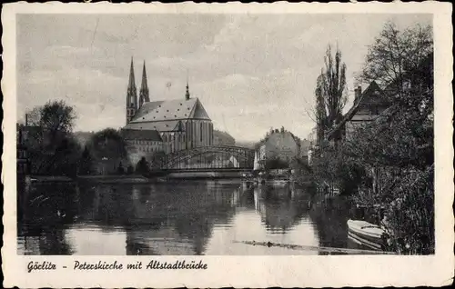 Ak Görlitz in der Lausitz, Peterskirche mit Altstadtbrücke