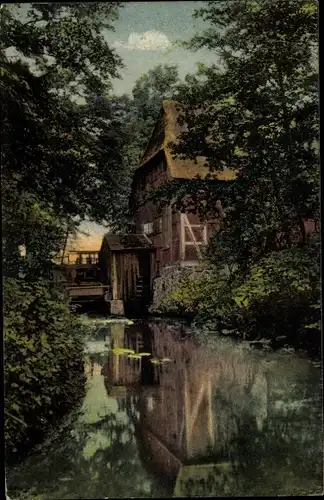 Ak Holm Seppensen Buchholz in der Nordheide, Seppenser Mühle, Gewässer, Mühlrad