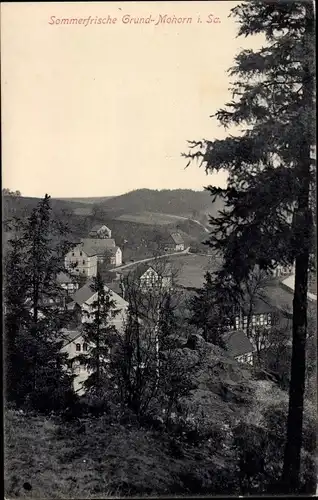 Ak Grund Mohorn Wilsdruff Sachsen, Sommerfrische, Sicht von oben auf Dorf