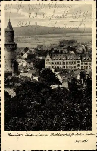 Ak Idstein im Taunus Hessen, Hexenturm, Staatsbauschule für Hoch- und Tiefbau, Panorama