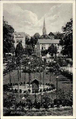 Ak Bad Elster im Vogtland, Rosengarten, Kirchturm, Park