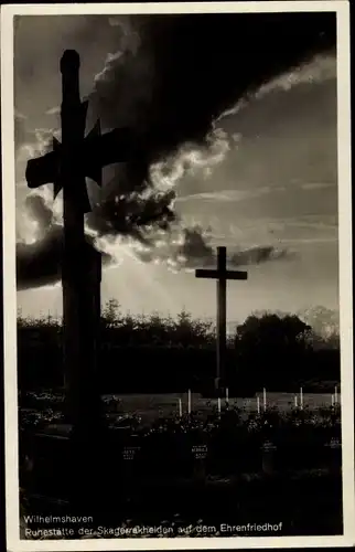 Ak Wilhelmshaven in Niedersachsen, Ruhestätte der Skagerrakhelden auf dem Ehrenfriedhof