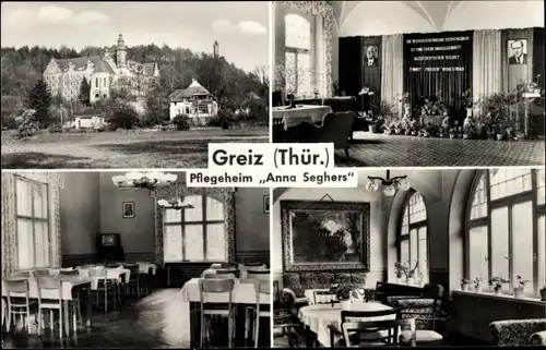 Ak Greiz im Vogtland, Pflegeheim Anna Seghers, Innen und Außen, Ehrensaal, Speiseraum