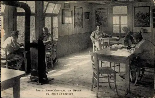 Ak Speyer am Rhein, Spire, Infirmerie-Hopital, Salle de Lecture