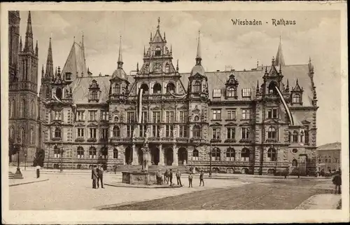 Ak Wiesbaden in Hessen, Rathaus