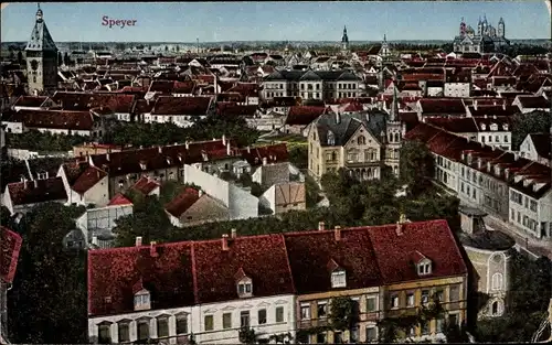 Ak Speyer am Rhein, Blick über die Stadt, Turm, Dom