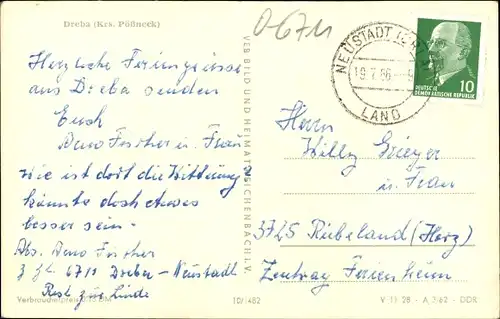 Ak Dreba Neustadt an der Orla, Teilansicht, Kirche