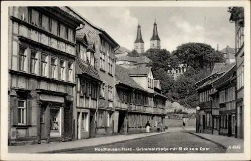 Ak Nordhausen am Harz, Grimmelstraße mit Blick zum Dom