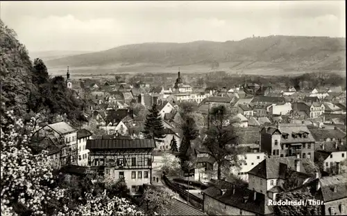 Ak Rudolstadt in Thüringen, Panorama, Kirchturm