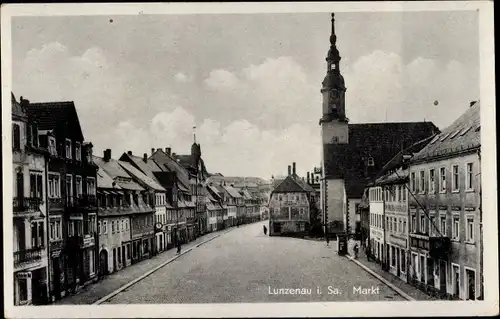 Ak Lunzenau in Sachsen, Markt, Kirche