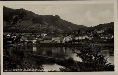Ak Sebuzín Sebusein Elbe Region Aussig, Panorama, See